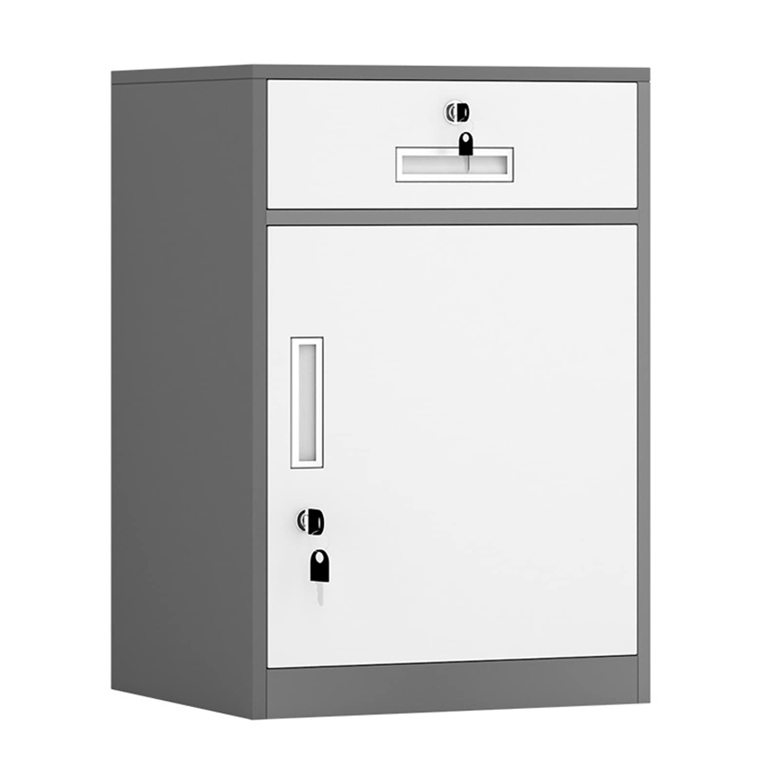 Aioneer Gris File Cabinet File Cabinet, Under Desk Metal Filing Cabinet, 1 Drawer And 1 Cabinet File Cabinet For Legal/Letter/A4 File, Fully Assembled Filing Cabinet