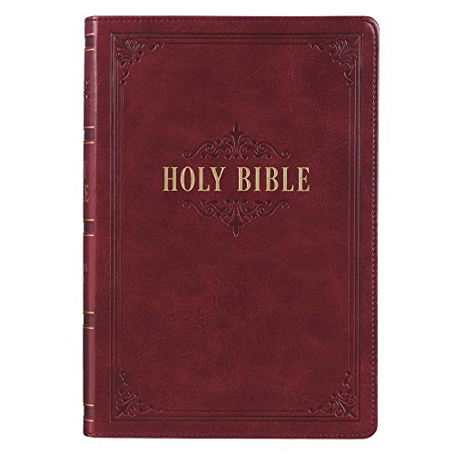 KJV Holy Bible, Giant Print Full-Size Bible, Burgundy Faux Leather Bible w/Ribbon Marker, Red Letter Edition, King James Version