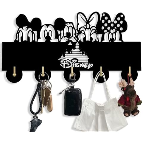 Mickey Mouse Door Hooks,Disney Mickey Mouse Cartoon Animation Coat Hooks,Key Holder,Key Hanger For Wall、Entryway And Living Room -Unigue Gift-5 Hooks-20LB(Max) Cover