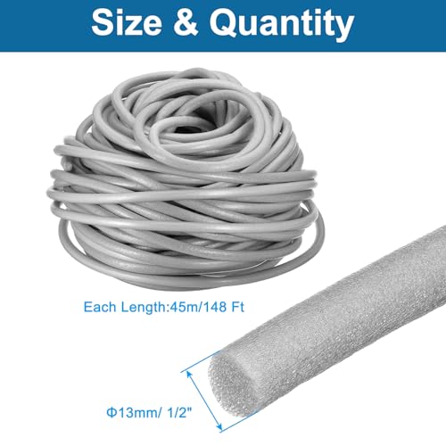 Image of PATIKIL 1 /2 inch x 148 ft Foam Backer Rod, Foam Caulk Saver Concrete Expansion Joint Filler Weather Strip for Sealing Concrete Gaps, Crack Joint Sealer, Grey
