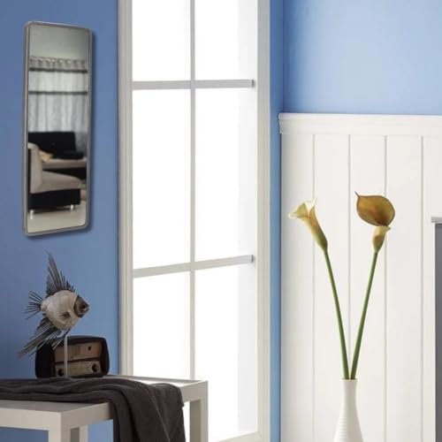 Image of Modern Elegance Rectangular Wall-Mounted Mirror Metal Framed Wall Mirror Bathroom Mirror Living Room Mirror Home Decor Mirror 18 x 48 Inches Antique Silver MF 103