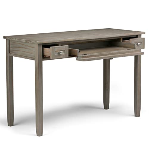 SIMPLIHOME Warm Shaker SOLID WOOD Rustic Modern 48 inch Wide Home Office Desk, Writing Table, Workstation, Study Table Furniture in Distressed Grey with 2 Drawers - Thumbnail 4