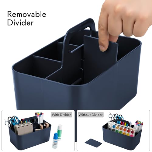 Image of Tiawudi Multipurpose Caddy Organizer, Plastic Caddy with Handle, Stackable Desk Organizer for Stationery, Marker and Pencil, Office Supplies Organizer, Dorm Caddy