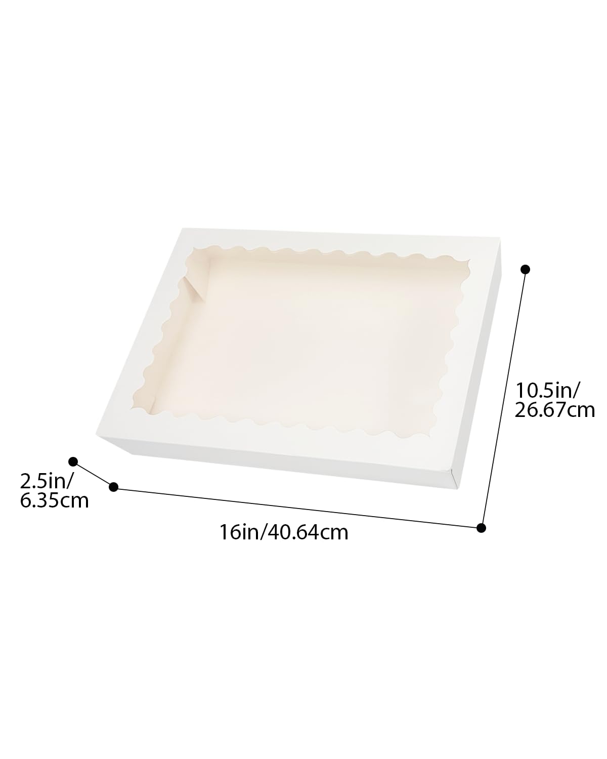 qiqee Caja de galletas blanca con ventana de 16 x 10.5 x 2.5 pulgadas, 32 unidades, para panadería, pastelería, macarrón, para embalaje