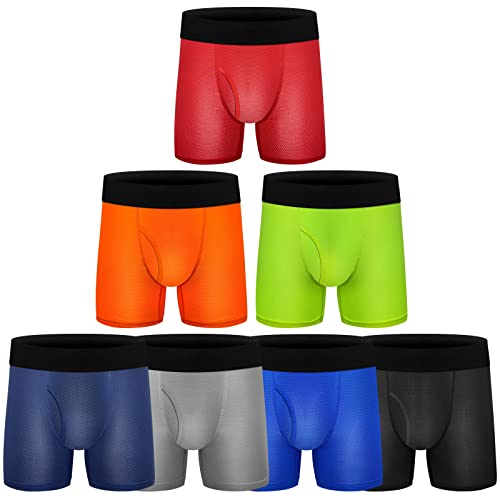 Boys Boxer Briefs, Ultra Soft Tagless Cotton Toddler Underwear | Breathable Mesh Performance Sport Big Boy Boxer Briefs with Fly 7Pack L