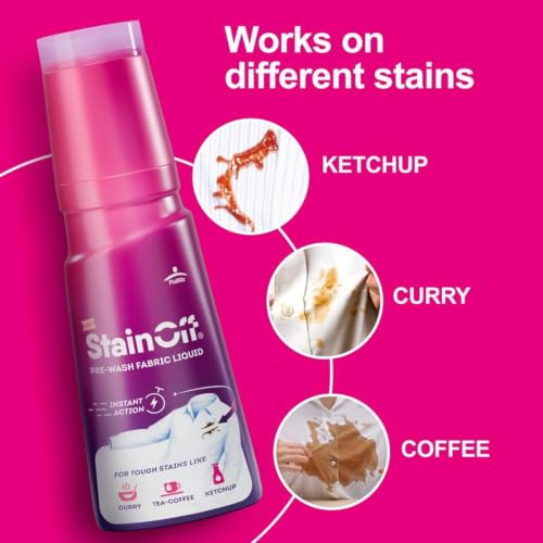 Image of StainOff Fabric Stain Remover Liquid - 250ml, Pack of 1 | Powerful Spot Cleaner for Clothes, Upholstery & Linen | Safe on All Fabrics | Quick Action Formula