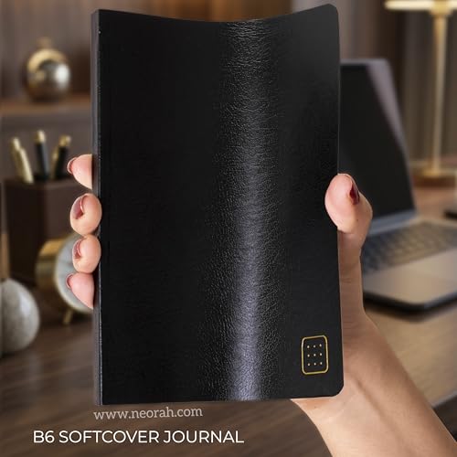Image of NEORAH - B6 Dotgrid Notebook SOFT COVER |Organiser REFILL |Dotted notebook Journal | 110 GSM |160 pages (Size 17.5 cm x 12.5 cm)Planner Journaling Writing Note Taking Diary,Travellers Journal - BLACK
