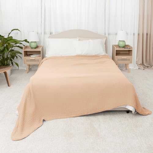 Image of Comfy Cubs Muslin Blanket for Adults King 108 inch x 90 inch - 6 Layer Soft, Breathable & Lightweight Muslin Adult Blanket - Machine Washable & Designed in The US Bedding for All Seasons - Cream