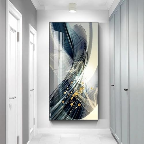 Art mural encadré abstrait lignes noires grand format pour décoration murale salon