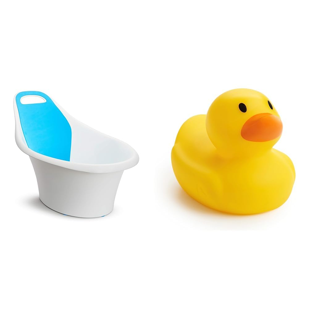 Munchkin® Sit & SoakTM 0-12 Months 25 x 16.25 x 15 Inch Baby Bath Tub and White Hot® Safety Bath Ducky Toy Bundle