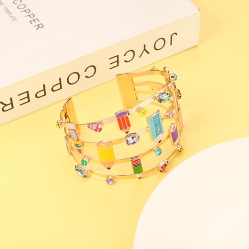 Teacher Appreciation Gifts for Women, Teacher Gifts Bracelets, Pencil Cuff Bracelet Bangles Back To School Jewelry Accessory2
