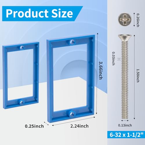 Image of 12PCS 1 /4 Inch Single Gang Outlet Box Extender | Electric Outlet Extender Box With 24 screws; Gang Box Extender for Electrical Outlet Box and Electrical Outlet Switches; Blue