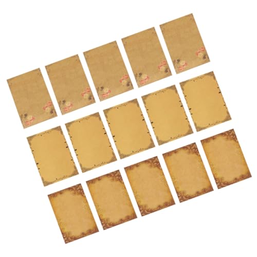 Abaodam 48枚 復古牛皮紙便箋 レトロ花柄レター用紙 両面プリント 美しいクラフト紙 手紙やメッに 贈り物にも