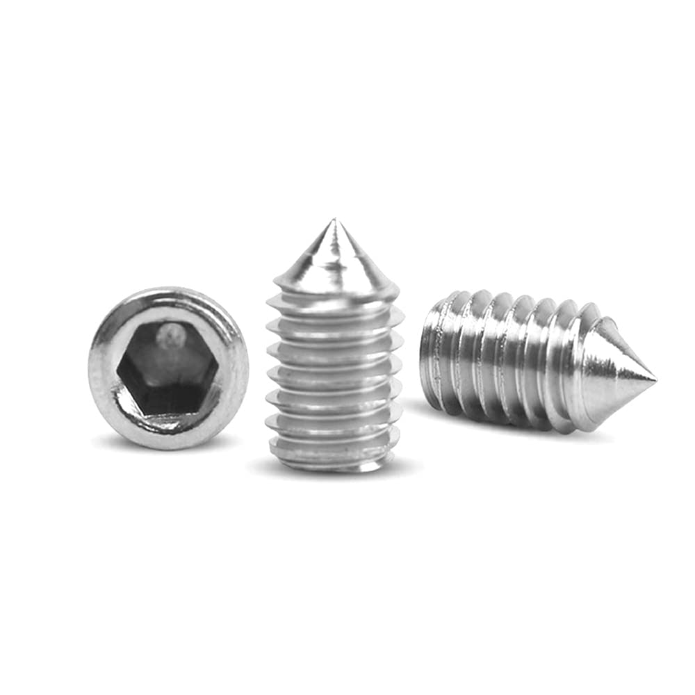 CYUaoao 60 Pcs Allen Grub Screws 6MM Hexagon Grub Screw Kits M3&M4 &M6 Stainless Steel Grub Screw for room garden industry Replacement Handles Taps Lamps Silver