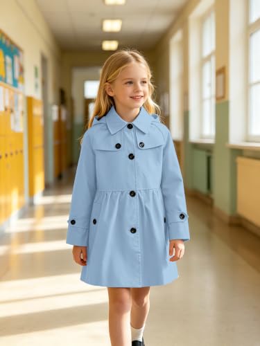 Image of Cromoncent Girl's Rain Jackets Waterproof Hoodie Trench Coat Cute Dress Coat Outerwear, 3-12 Years