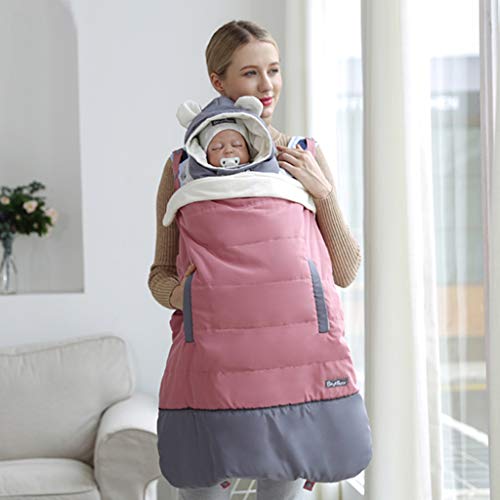 Babydrage hoes - overtrek voor draagstoel met capuchon winddicht waterdichte voortas 78 * 64cm roze - Image 3
