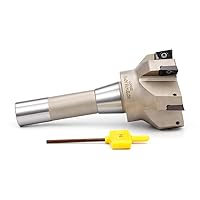 Vista 3 de OSCARBIDE Indexable End Mill,Nickel Plated, R8 Shank, 3" Cutting Dia, 6-1/4" Length, 90°, 6 Flutes, 6pcs APKT1604 Carbide Inserts