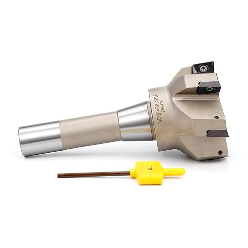 Miniatura 3 de OSCARBIDE Indexable End Mill,Nickel Plated, R8 Shank, 3" Cutting Dia, 6-1/4" Length, 90°, 6 Flutes, 6pcs APKT1604 Carbide Inserts