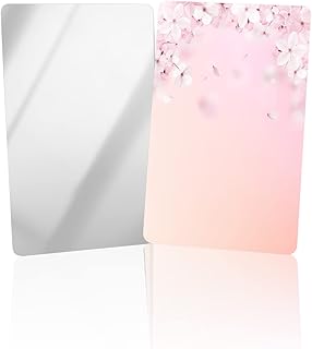 OComster Spring Cherry Blossom Compact Mirror Bulk 2 Pack Card Mirror, Pink Floral Pink Ombre Small Compact Mirror for Purse, Rectangular Handheld Pocket Makeup Mirror