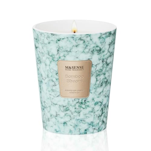 Image of M&SENSE Bamboo StreamScented Soy Candle, 3 Wick Highly Scented 14.1 Oz 75H, Aromatherapy Christmas Gift for Women and Men