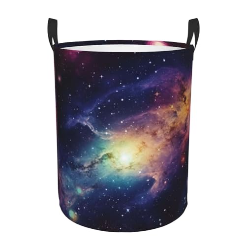 Galaxy in The Universe print Circular Hamper Waterproof Storage Bin Organizer Basket Laundry Hamper With Handles For Clothes Toys Medium