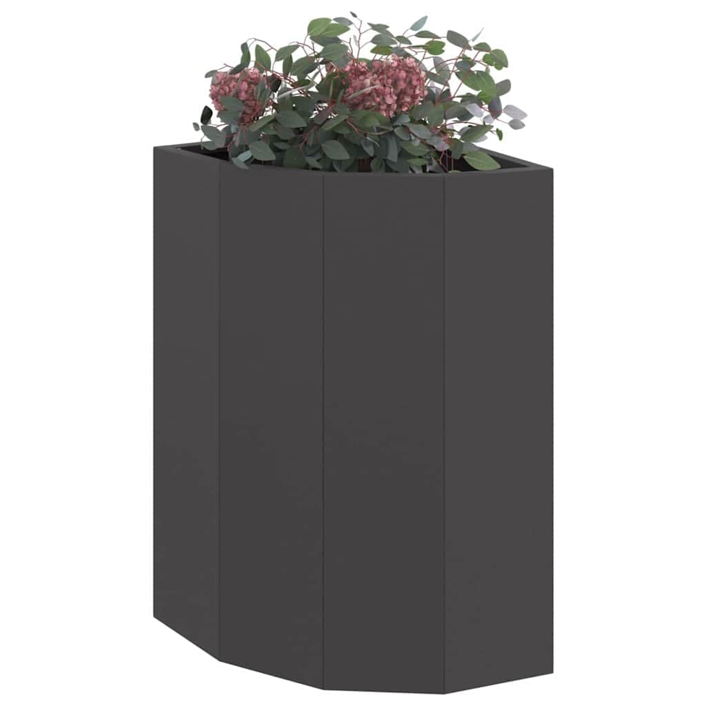 vidaXL Corner Planter Black 30 x 30 x 50 cm Steel, Garden and Terrace, Modern Steel Planter, Durable Flower Box, Outdoor Container, Decorative Plant Display