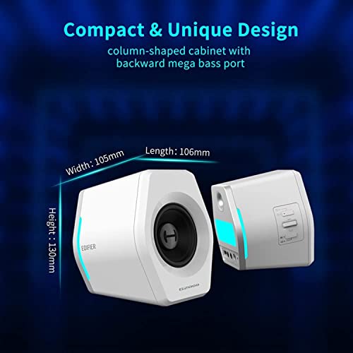 Image of G2000 32W PC Computer Speakers for Gaming Desktop PC Laptop Mac Computer Woofer Speakers Bluetooth USB 3.5mm AUX Inputs RGB Lights Multimedia Speakers White