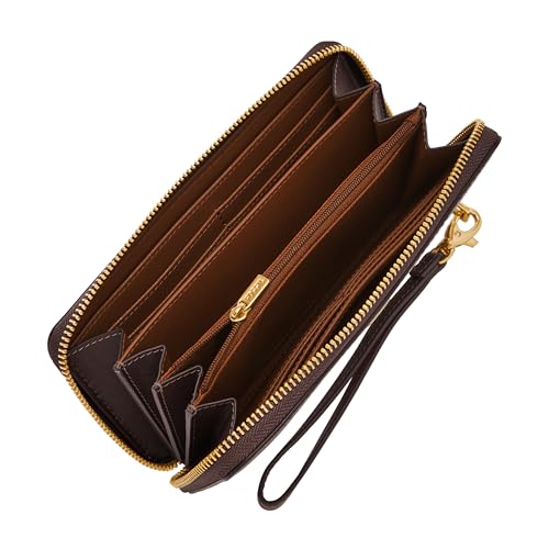 Image of Fossil Women's Wallet, Lennox Leather Zip Around Clutch Wallet for Women, Mink