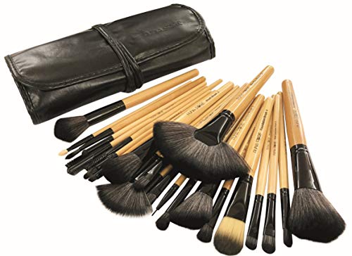 Puna Store 24 Piece Makeup Brush Set with Storage Pouch – Bamboo, Multicolor