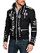 III-Fashions Vintage 80s Halloween Costumes for Men - Black Rockstar Outfits Cotton Biker Belted Jacket