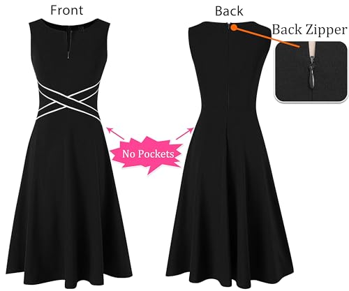 Image of VFSHOW Womens Front Zipper Work Business A-Line Dress Elegant Professional Office Career Church Fit and Flare Skater Dresses