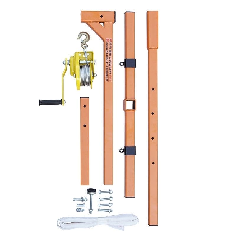 Air Conditioner Installation Lifting Tool, Self-locking Manual Winch + Folding Hangers, 49FT Ropes, 330 Lbs Load Capacity MINGPING