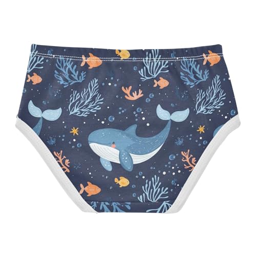 ZZKKO Ocean Whale Coral Girls Underwear Toddler Panties for Girls Comfort Brief Size 2T-8Y2