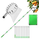 ACOMTUO Raccoglifrutta, Raccoglimele, 4M Aiuto per la Raccolta della Frutta, Raccoglifrutta Facile da Montare, Raccoglifrutta, Raccoglitrice di Ciliegie per pere, agrumi, Arance, Diametro 16 cm