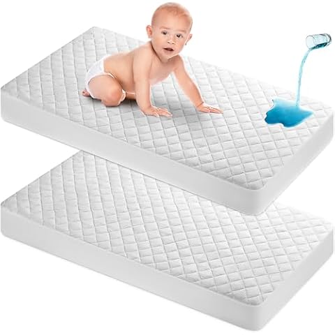 Masirs 2-Pack Crib Mattress Protector Cover - Waterproof & Comfortable - Breathable Baby Mattress Protector - Ultra-Soft - 52'' x 28'' - Toddler Mattress Protector - Crib Mattress Pad Cover