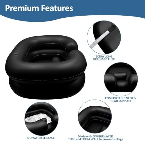 Image of Inflatable Shampoo Basin Set - Portable Shampoo Bowl, Inflatable Hair Washing Basin for Bedridden, Elderly, Disabled and Handicapped, Portable Hair Washing Sink for Dreadlocks