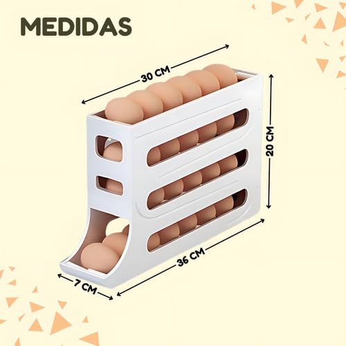 Porta Ovos Organizador 4 Andares 30 Ovos Automático Rolante Bandeja Geladeira Dispenser
