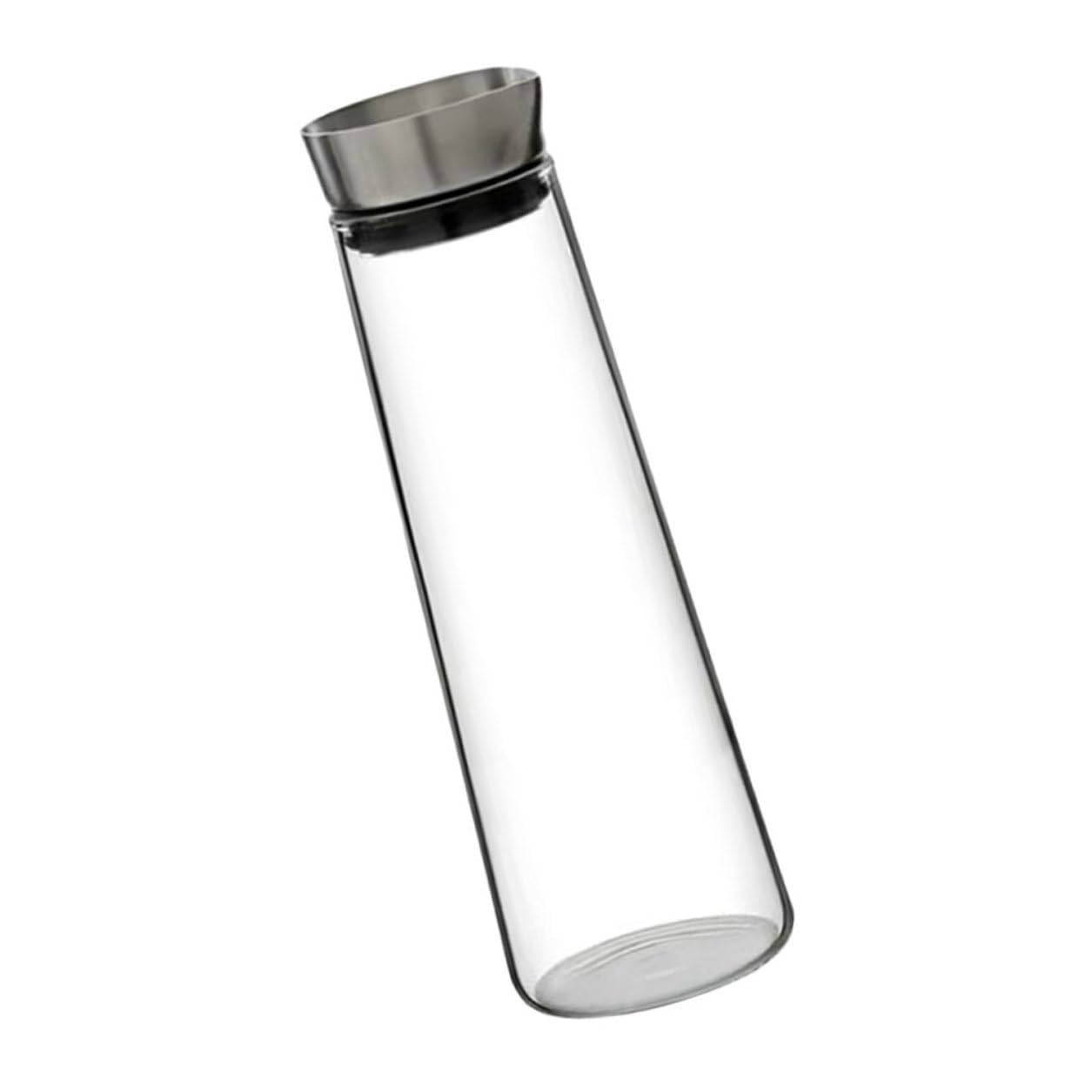 VANZACK Jarra de Agua Fría de Vidrio de Borosilicato 1l Tapa de Acero Inoxidable, Gran Capacidad y Diseño Antigoteo para Uso en Casa y Oficina