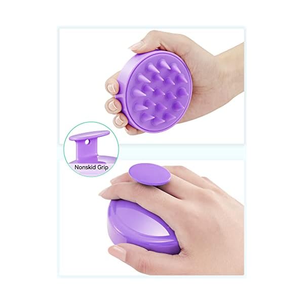 HEETA Scalp Massager Hair Growth, Scalp Scrubber with Soft Silicone Bristles for Hair Growth & Dandruff Removal, Hair Shampoo Brush for Scalp Exfoliator, Purple - Image 3