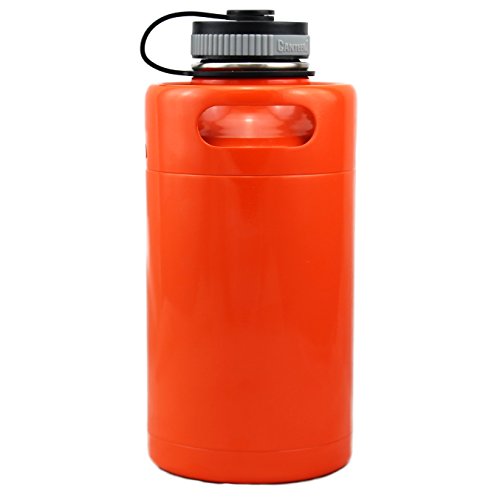 Orange Vacuum Insulated 64oz Stainless Steel Mini Keg Beer Growler