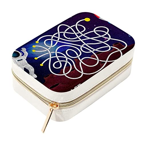 Space Race astronautical Flyer Space de doble capa portátil de viaje mini joyero expositor cajas de almacenamiento