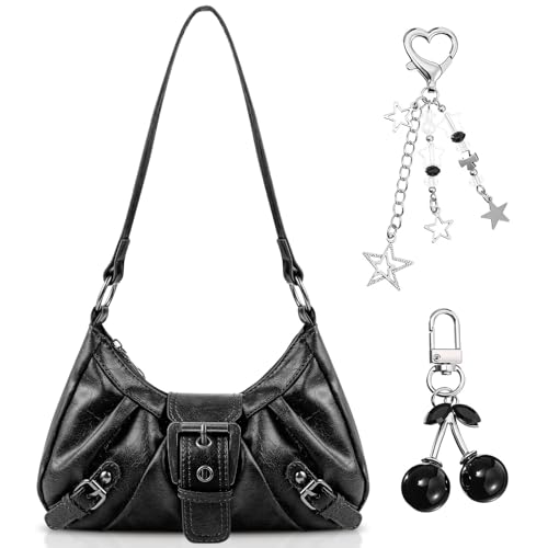 Abbylike Y2k Purse for Women Cute Vintage Shoulder Bag with Goth Chains Buckle Punk Purse Trendy Clutch Handbag for Girls - Main Image