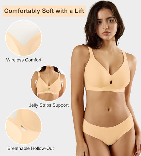 Image of Padded Wireless Bras for Women - Wireless Bra Bralettes for Women with Support Padded Bralette