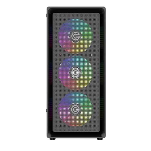 Image of Circle Gladius M1 Mid- Tower Computer Case | Gaming Cabinet - Black| Support M-ATX, ITX | Pre- Installed 3 x 120mm Front and 1 x 120mm Rear RGB Mirror Fans