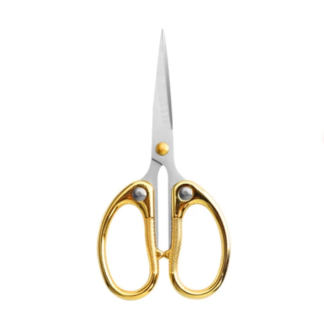 Tijeras de bordado de acero inoxidable de 4.5 pulgadas con punta curvada para coser, tijeras pequeñas afiladas para manualidades, manualidades, herramientas de costura y uso diario, color dorado