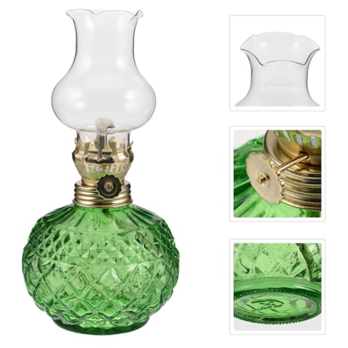BESPORTBLE Vintage Petroleumlampe mit Einstellbarer Flamme Dekorative Kerosinlampe für Wohnzimmer und Schlafzimmer Tragbare Notbeleuchtung und Stilvolle Retro atmosphäre Grün