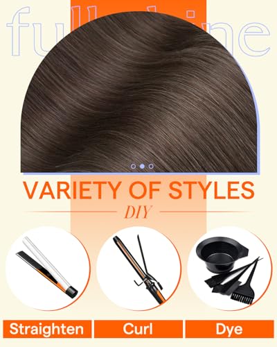Image of Full Shine Invisi Edge Seamless Clip in Hair Extensions, Ash Brown 22 Inch