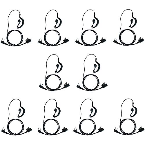 Auriculares G Shape de 2 pines para Baofeng UV-5R y Kenwood Walkie Talkie Pack de 10 Caroo
