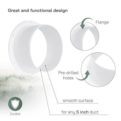 Vent Systems 125 mm Lüftungsflansch Kunststoff Rund Gerade – Robuste Kanalverbinder Platte Für Heizung Klima Luftführung – Für HVAC Systeme, Wand, Decke, Rohr, Dunstabzug, Wohnraum, Innen & Außen
