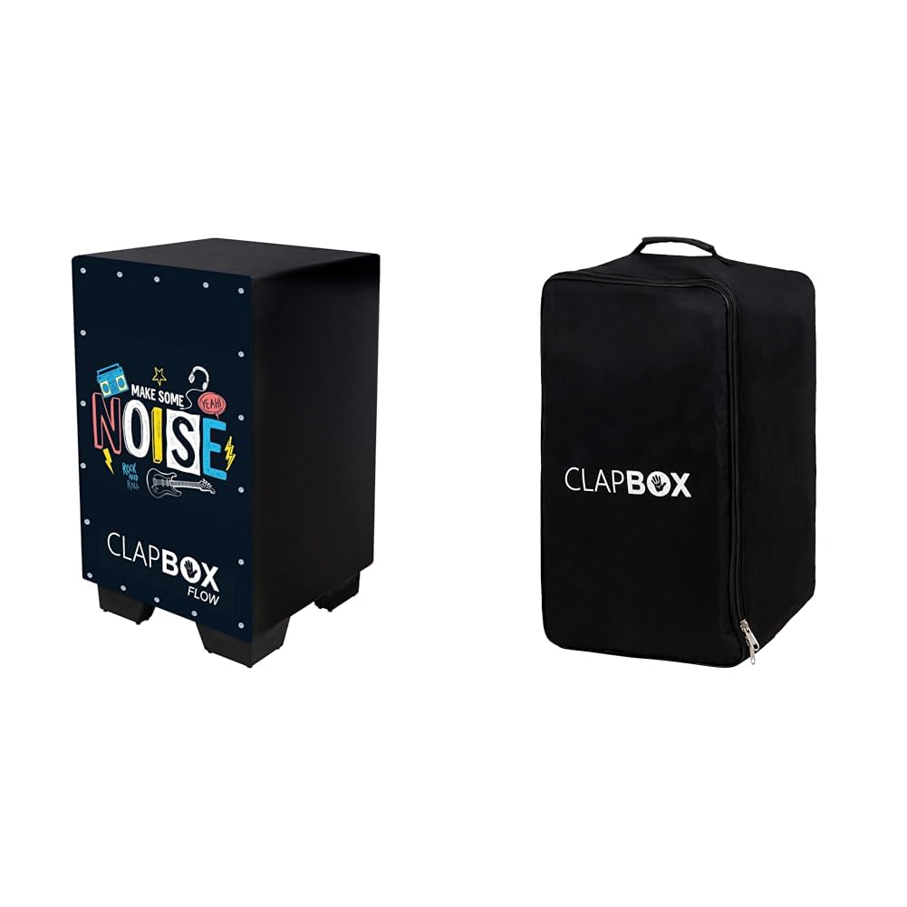 Clapbox Flow Graphic Cajon - Walnut Wood with 3 Internal Snares & Clapbox Cajon Bag with Carry Handle and Shoulder Straps - Universal Size (Black).-image-33
